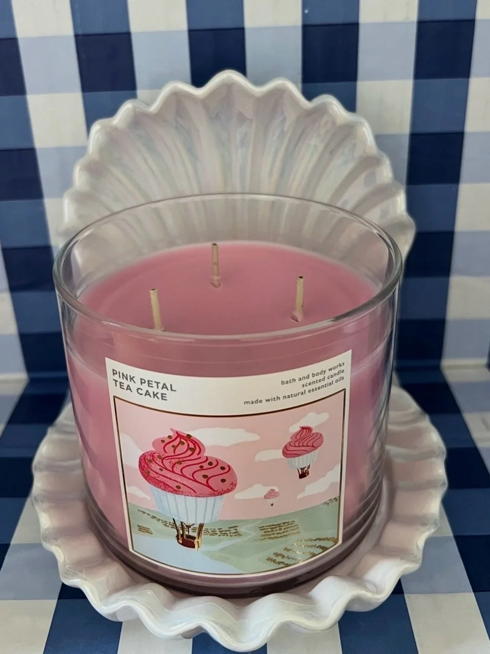 Bath Body Works NWT Ceramic Clam Shell Iridescent Pearl 3 Wick Candle Holder